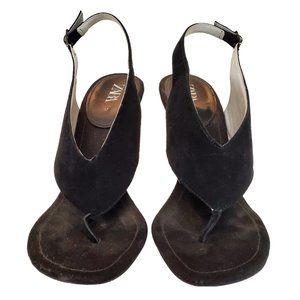 Zara Black Suede Thong High Heels.  Size 7